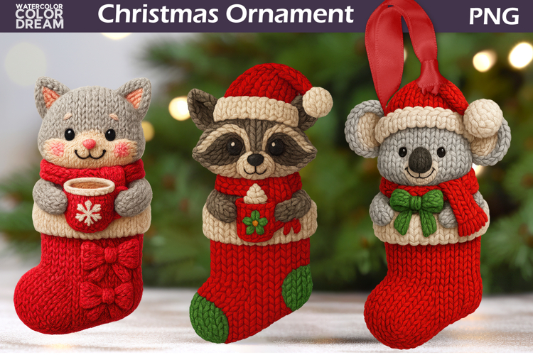 Animals Crochet Clipart | Christmas Animal Knitted Ornament