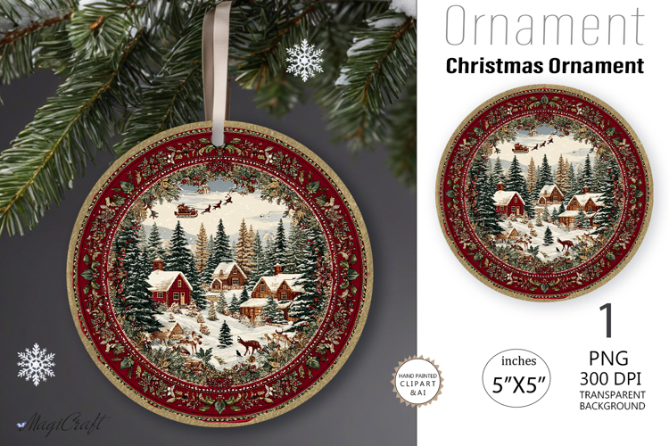 Christmas village Ornament| Christmas Round Ornament House