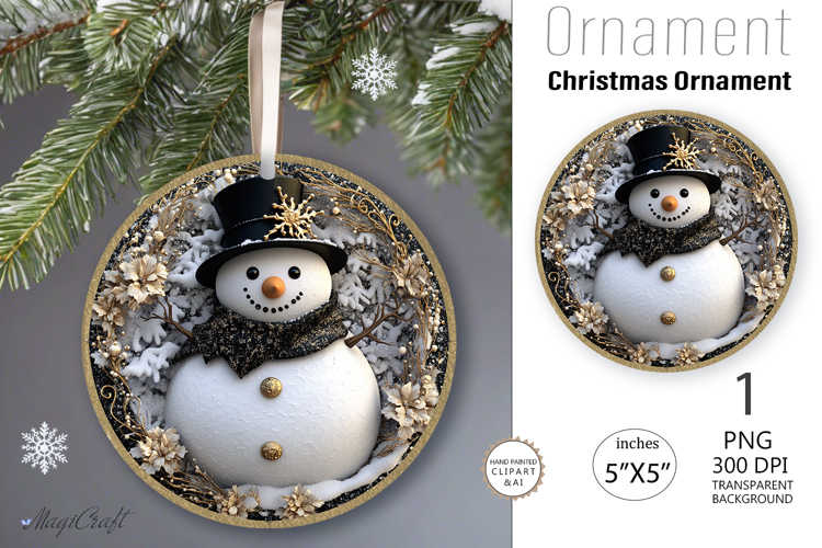 Snowman Christmas Ornament| Round Ornament sublimation print