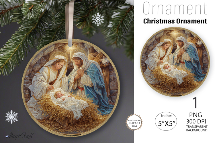 Round Christmas Nativity Ornament|Ornament Nativity Scene