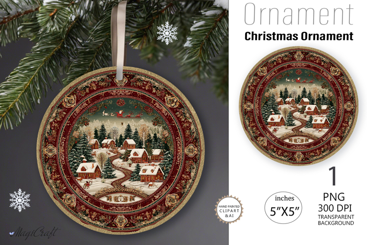 Christmas village Ornament| Christmas Round Ornament House
