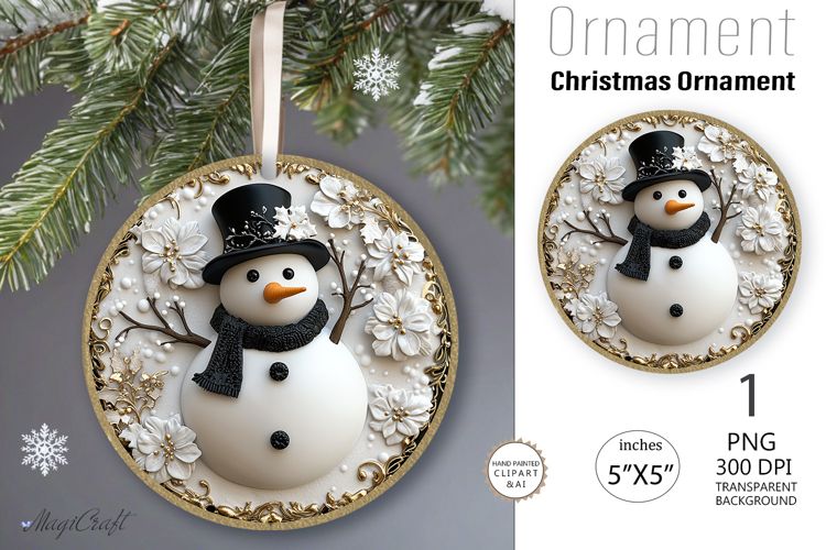 Snowman Christmas Ornament| Round Ornament sublimation print