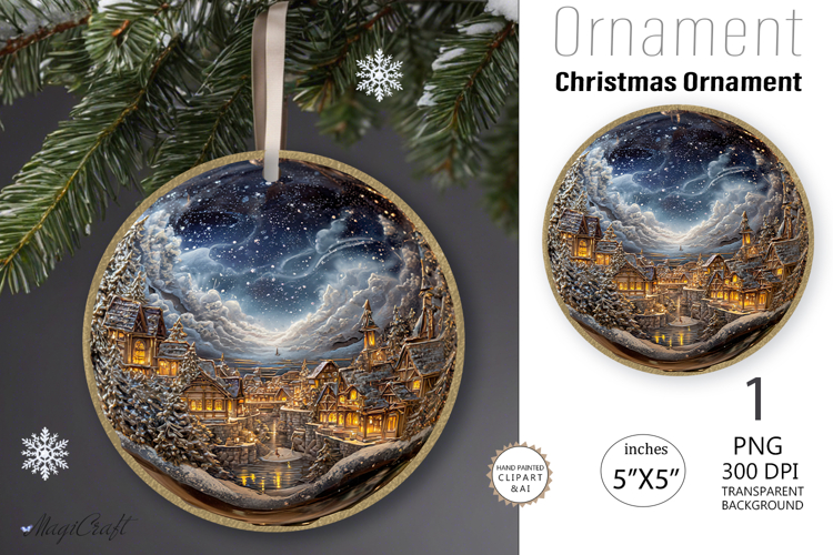 Christmas village Ornament| Christmas Round Ornament House