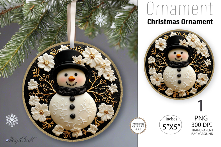 Snowman Christmas Ornament| Ornament sublimation flowers