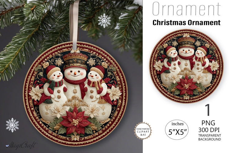 Snowman Christmas Ornament| Round Ornament sublimation print