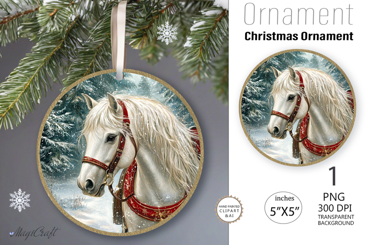 Christmas horse Ornament| Round ornament| Christmas| horse