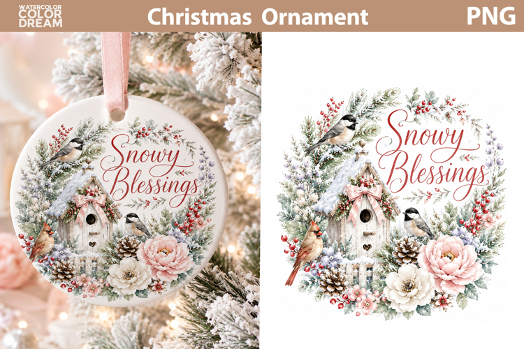 Snowy Blessings Birds | Christmas Ornament