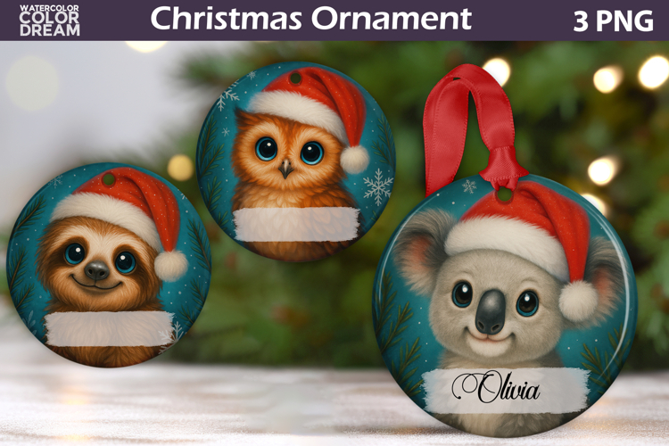 Cute Animals Christmas Ornament | Add Name