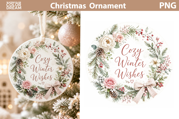 Cozy Winter Wishes | Christmas Ornament Sublimation
