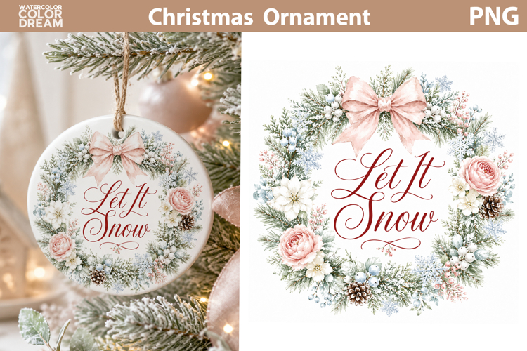 Let It Snow Ornament | Christmas Ornament Sublimation