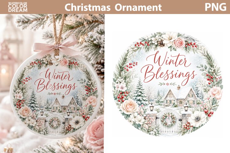 Winter Village Ornament | Christmas Ornament Sublimation