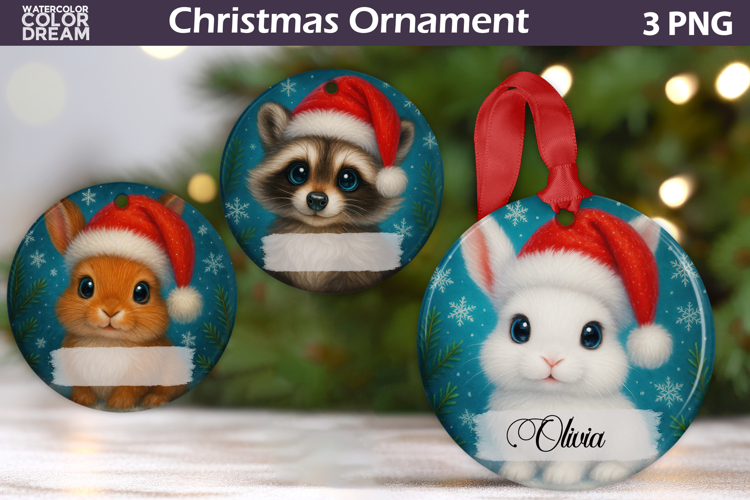 Cute Animals Christmas Ornament | Add Name