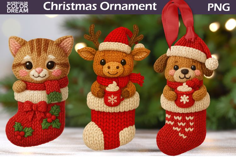 Animals Crochet Clipart | Christmas Animal Knitted Ornament
