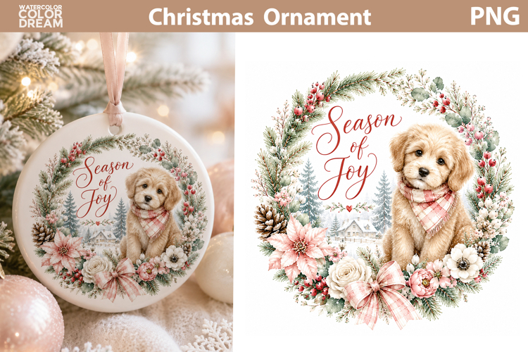 Season of Joy Puppy | Ornament Sublimation