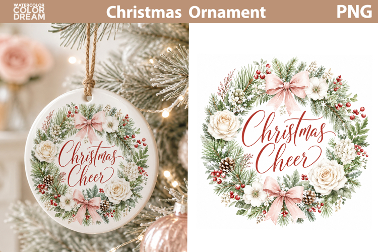 Christmas Cheer Wreath | Ornament Sublimation