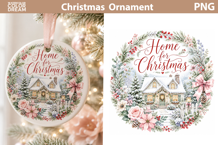 Home for Christmas Cottage | Ornament Sublimation