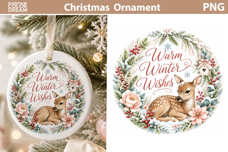Christmas Deer Ornament | Winter Sublimation example image 1
