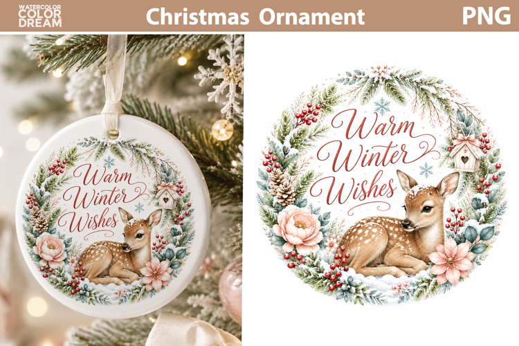 Christmas Deer Ornament | Winter Sublimation