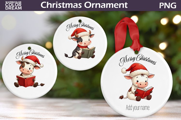 Christmas Cow Book Ornament | Personalised Ornament
