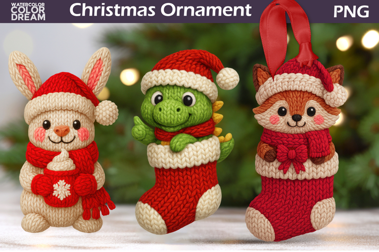Animals Crochet Clipart | Christmas Animal Knitted Ornament