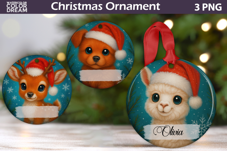 Cute Animals Christmas Ornament | Add Name