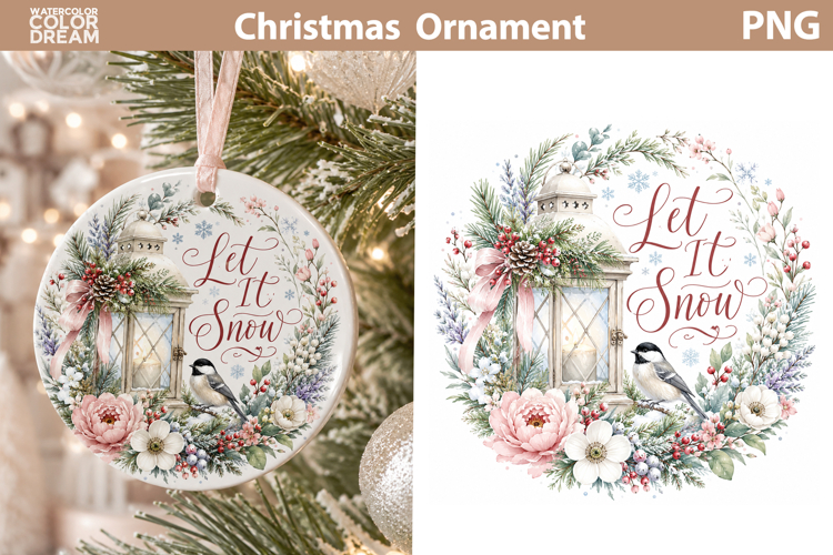 Let It Snow Lantern | Christmas Ornament Sublimation