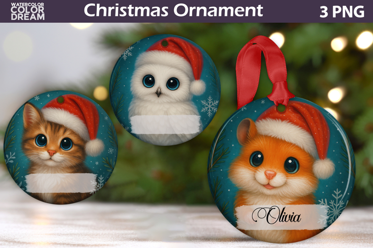 Cute Animals Christmas Ornament | Add Name
