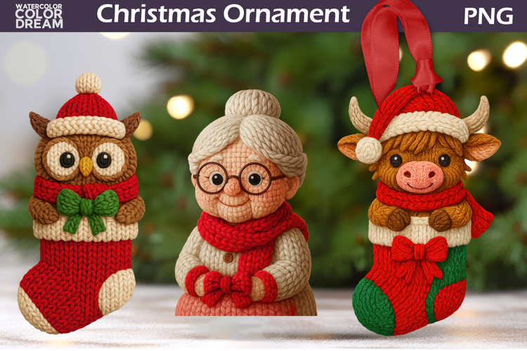 Animals Crochet Clipart | Christmas Animal Knitted Ornament