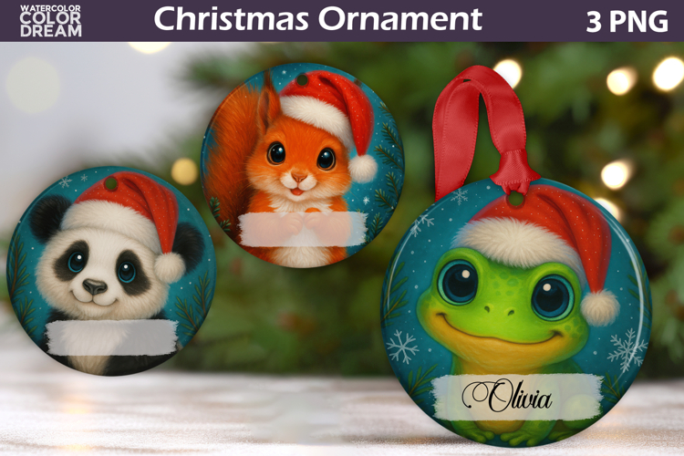 Cute Animals Christmas Ornament | Add Name