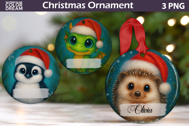 Cute Animals Christmas Ornament | Add Name