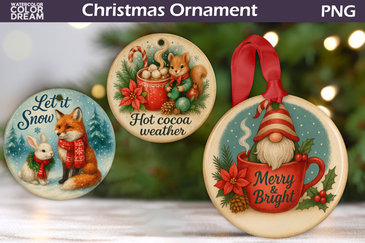 Retro Christmas Ornament | Vintage Christmas Sublimation
