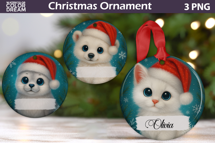 Cute Animals Christmas Ornament | Add Name
