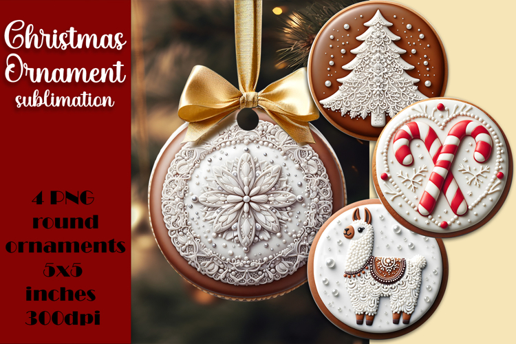 Gingerbread Christmas Ornament PNG Sublimation Design