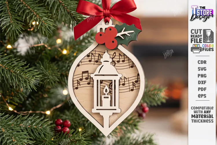 Musical Notes Christmas Ornament Laser Cut | Hanging Decor