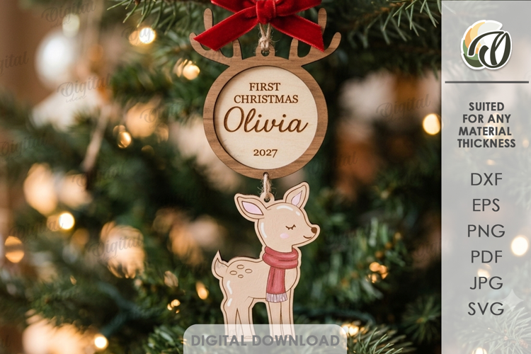 Baby's First Christmas Ornament Laser Cut. Christmas SVG