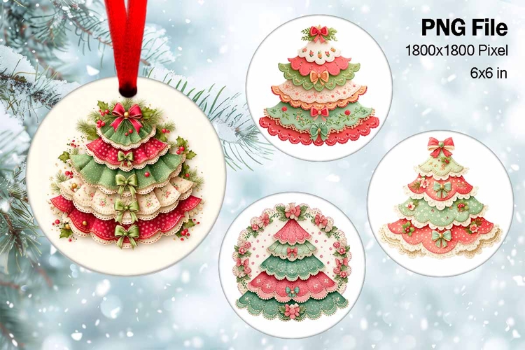 Christmas Tree Ornament Round Circle Decorate Sublimation_1