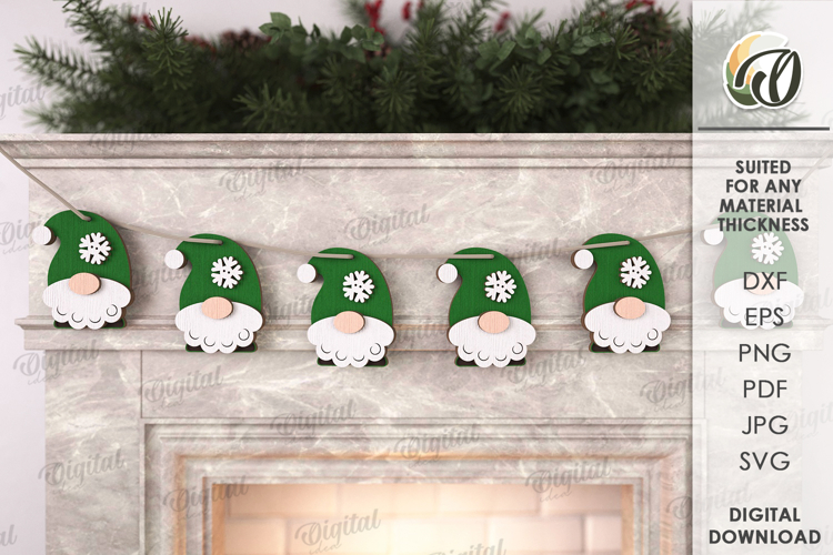 Christmas Ornament Laser Cut. Christmas Garland SVG