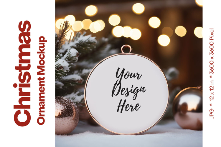 Christmas Ornament Mockup, Round White Ceramic Ornament_104