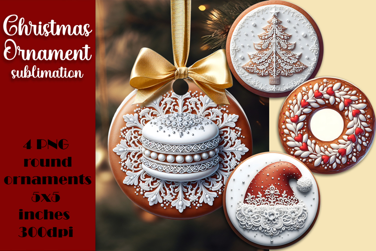 Gingerbread Christmas Ornament PNG Sublimation Design