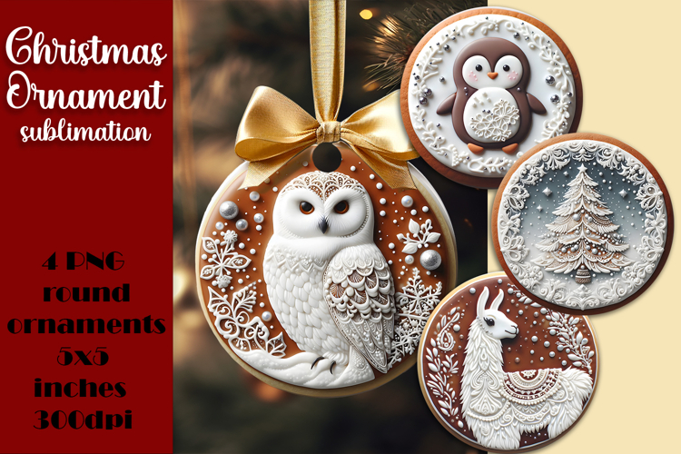 Gingerbread Christmas Ornament PNG Sublimation Design