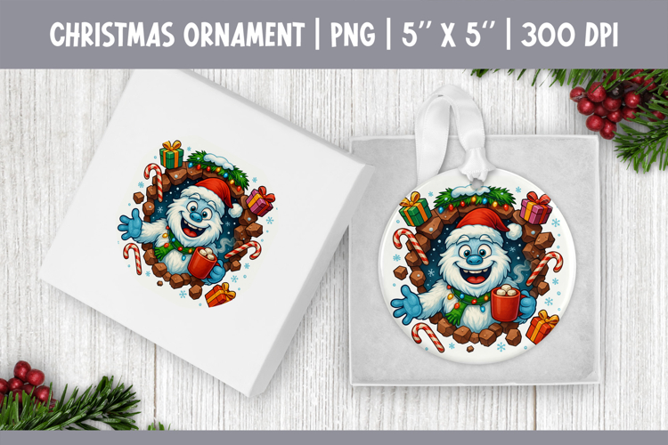 3D Christmas Ornament Sublimation | Yeti Bursting Wall