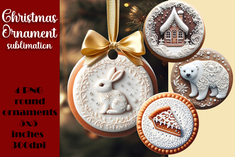Gingerbread Christmas Ornament PNG Sublimation Design
