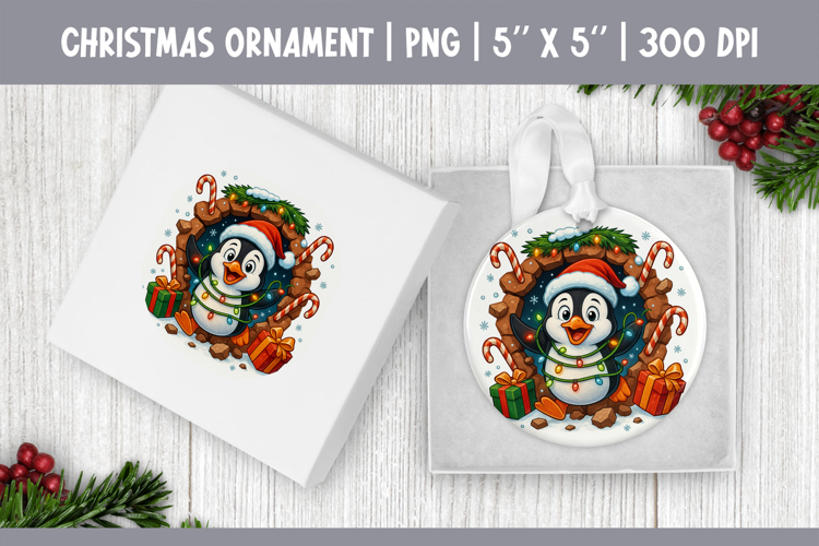 3D Christmas Ornament Sublimation | Penguin Bursting Wall