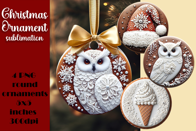 Gingerbread Christmas Ornament PNG Sublimation Design