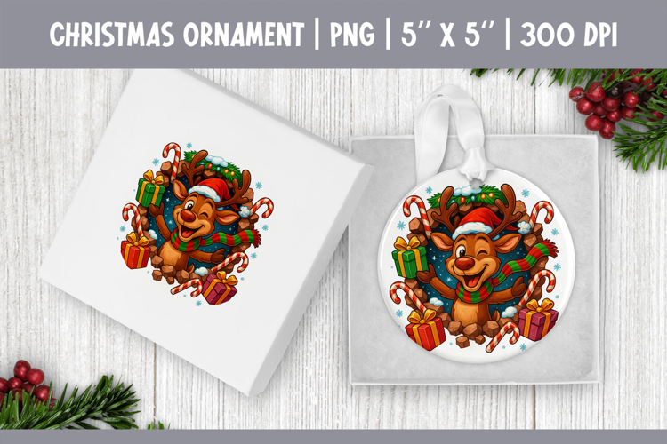 3D Christmas Ornament Sublimation | Reindeer Bursting Wall