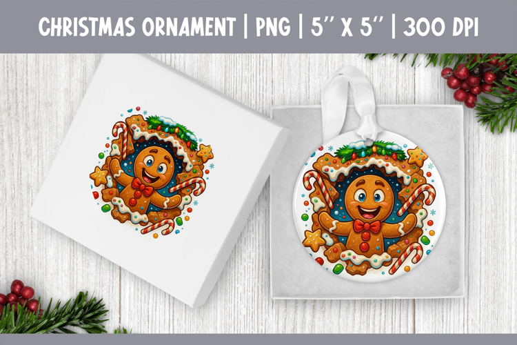 3D Christmas Ornament Sublimation | Gingerbread Cookie PNG