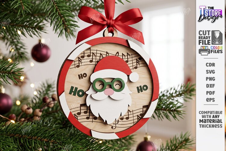 Musical Notes Christmas Ornament Laser Cut | Hanging Decor example image 1
