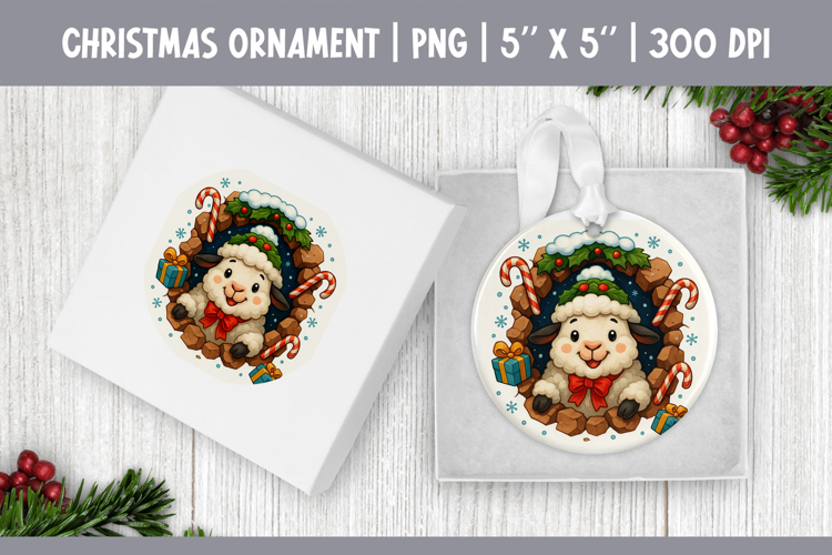3D Christmas Ornament Sublimation | Sheep PNG