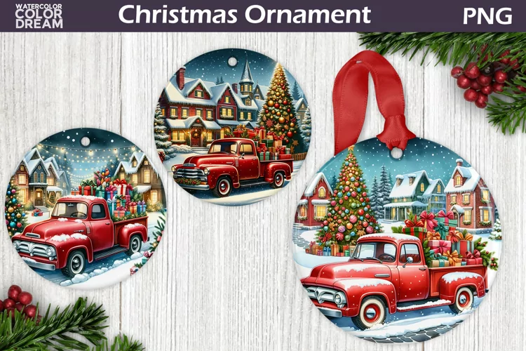 Vintage Truck Christmas Ornament | Red Truck Ornament