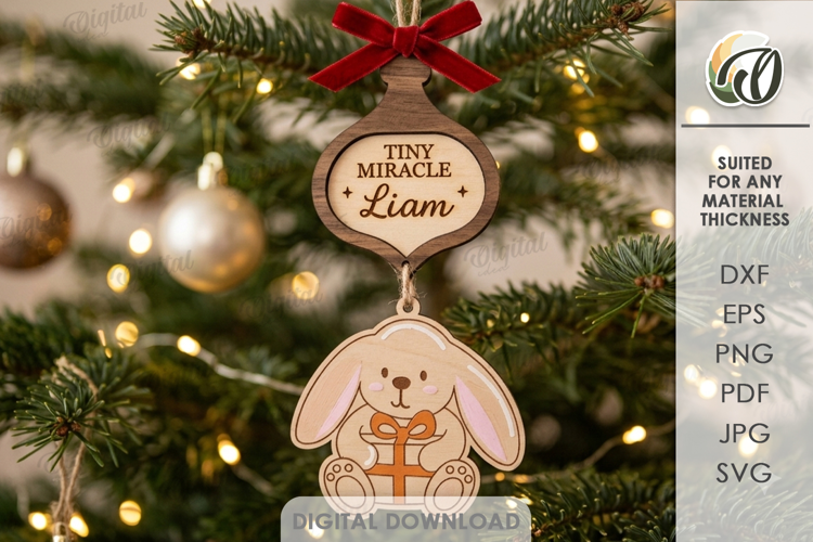 Baby First Christmas Ornament Laser Cut. Christmas SVG